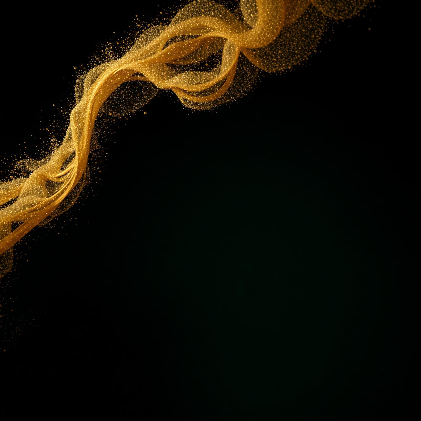 Gold dust drifting across darkness
